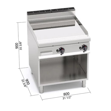 GGM Gastro Commercial Gas Griddle - 20.0kW - Smooth Plate - Cooking area: 796x667mm - on Stand