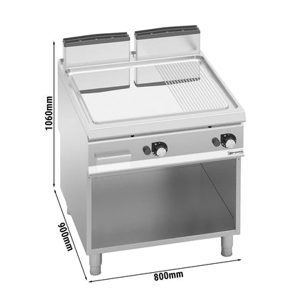 GGM Gastro Commercial Gas Griddle - 20.0kW - Smooth/Ribbed Plate (half & half) - on Stand
