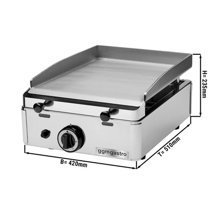GGM Gastro Commercial Gas Griddle - 3.1kW - Smooth Plate - Cooking area: 383x395mm