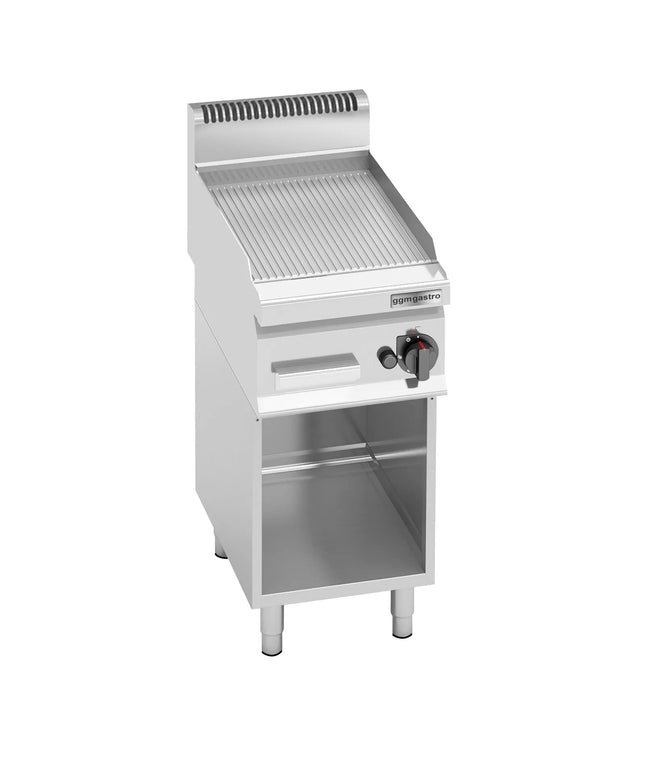 GGM Gastro Commercial Gas Griddle - 4.0kW - Ribbed Plate - Cooking area: 296x430mm - on Stand