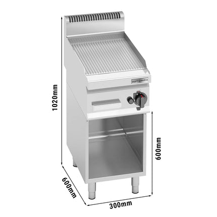 GGM Gastro Commercial Gas Griddle - 4.0kW - Ribbed Plate - Cooking area: 296x430mm - on Stand
