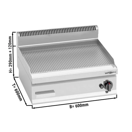 GGM Gastro Commercial Gas Griddle - 4.0kW - Ribbed Plate - Cooking area: 296x430mm