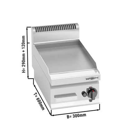 GGM Gastro Commercial Gas Griddle - 4.0kW - Smooth Plate - Cooking area: 296x430mm