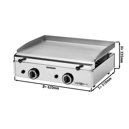 GGM Gastro Commercial Gas Griddle - 5.5kW - Smooth Plate - Cooking area: 583x395mm