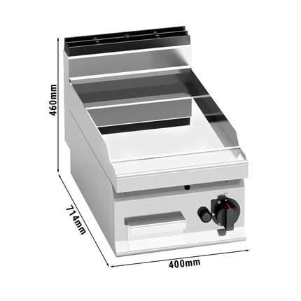 GGM Gastro Commercial Gas Griddle - 6.9kW - Smooth Plate - Cooking area: 400x700mm