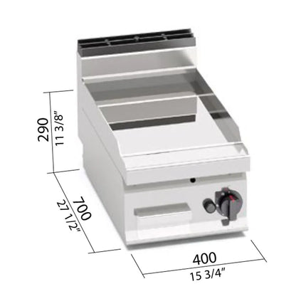 GGM Gastro Commercial Gas Griddle - 6.9kW - Smooth Plate - Cooking area: 400x700mm