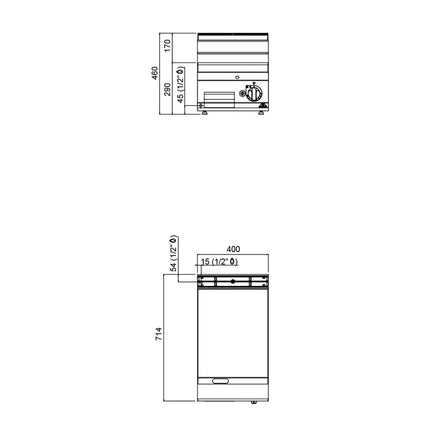 GGM Gastro Commercial Gas Griddle - 6.9kW - Smooth Plate - Cooking area: 400x700mm