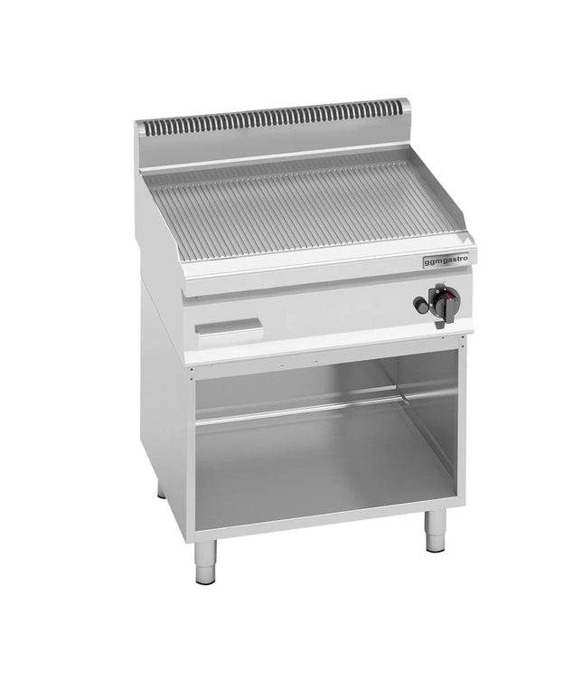 GGM Gastro Commercial Gas Griddle - 8.0kW - Ribbed Plate - Cooking area: 596x430mm - on Stand