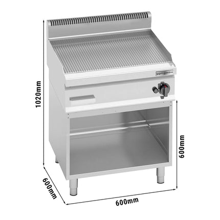 GGM Gastro Commercial Gas Griddle - 8.0kW - Ribbed Plate - Cooking area: 596x430mm - on Stand