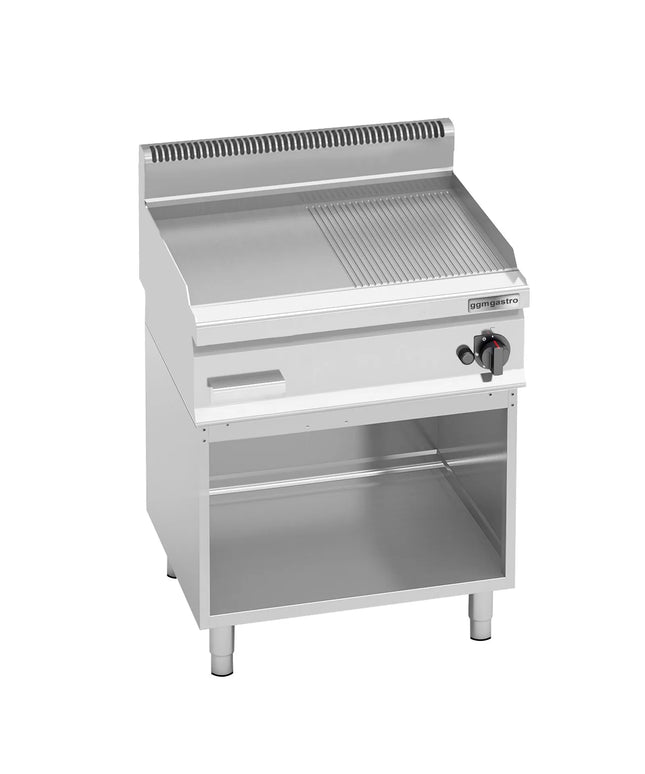 GGM Gastro Commercial Gas Griddle - 8.0kW - Smooth/Ribbed Plate (half & half) - Cooking area: 596x430mm - on Stand