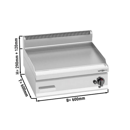 GGM Gastro Commercial Gas Griddle - 8kW - Smooth Plate - Cooking area: 596x430mm