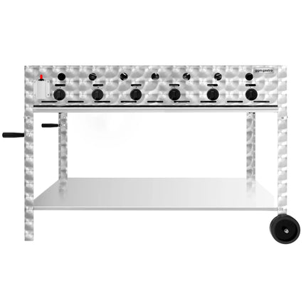 GGM Gastro Commercial Gas Grill – 22,5 kW – 6 Burners – incl. Mobile Stand, Grill Grate & Tray