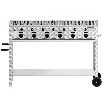 GGM Gastro Commercial Gas Grill – 22,5 kW – 6 Burners – incl. Mobile Stand, Grill Grate & Tray
