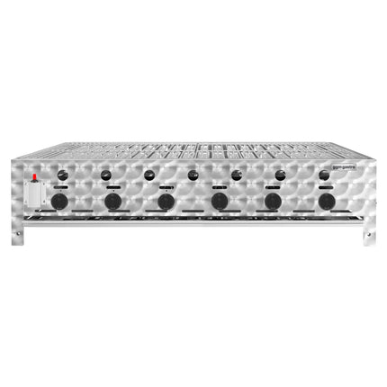 GGM Gastro Commercial Gas Grill – 22,5 kW – 6 Burners – incl. Mobile Stand, Grill Grate & Tray