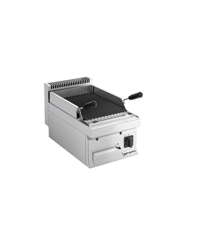 GGM Gastro Commercial Gas Lava Rock Chargrill MARIO 700 - 400mm - Countertop - 700mm Deep - Tilting Grill Grid