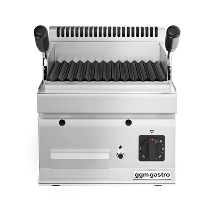 GGM Gastro Commercial Gas Lava Rock Chargrill MARIO 700 - 400mm - Countertop - 700mm Deep - Tilting Grill Grid