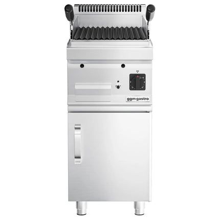 GGM Gastro Commercial Gas Lava Rock Chargrill MARIO 700 - 400mm - Freestanding - with Cabinet Base - Tilting Grill Grid - incl. cabinet base - 1 Door