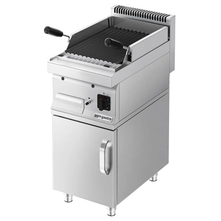 GGM Gastro Commercial Gas Lava Rock Chargrill MARIO 700 - 400mm - Freestanding - with Cabinet Base - Tilting Grill Grid - incl. cabinet base - 1 Door