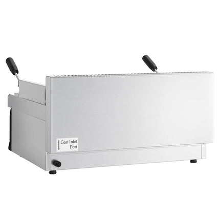 GGM Gastro Commercial Gas Lava Rock Chargrill Mario 700 - 800mm - Countertop - Tilting Grill Grid - Black-front Fascia - 700mm Deep