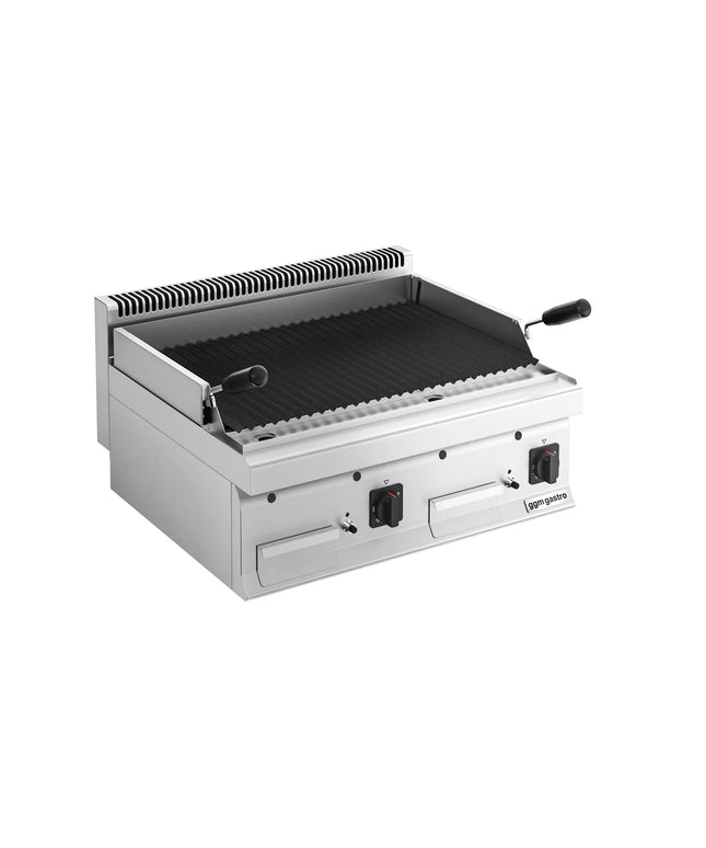GGM Gastro Commercial Gas Lava Rock Chargrill MARIO 700 Series - 800mm - Countertop - Tilting Grill Grid - 700mm Deep - 14kW