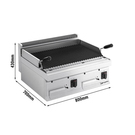 GGM Gastro Commercial Gas Lava Rock Chargrill MARIO 700 Series - 800mm - Countertop - Tilting Grill Grid - 700mm Deep - 14kW