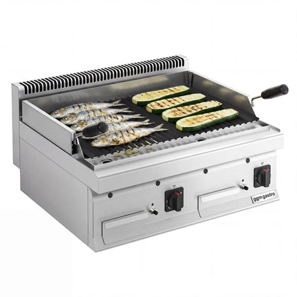 GGM Gastro Commercial Gas Lava Rock Chargrill MARIO 700 Series - 800mm - Countertop - Tilting Grill Grid - 700mm Deep - 14kW