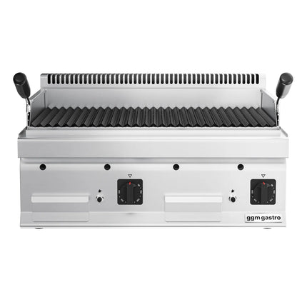 GGM Gastro Commercial Gas Lava Rock Chargrill MARIO 700 Series - 800mm - Countertop - Tilting Grill Grid - 700mm Deep - 14kW