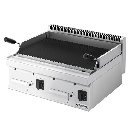 GGM Gastro Commercial Gas Lava Rock Chargrill MARIO 700 Series - 800mm - Countertop - Tilting Grill Grid - 700mm Deep - 14kW