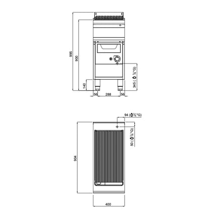 GGM Gastro Commercial Gas Water Grill Paolo 900 Series - 400mm - Freestanding - with Leg Stand - 900mm Deep - 12kW