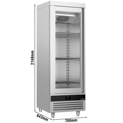 GGM Gastro Commercial Glass Door Upright Fridge Stainless steel PREMIUM - GN 1/1 - 600L - with 1 glass door