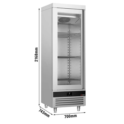 GGM Gastro Commercial Glass Door Upright Fridge Stainless steel PREMIUM - 600L - with 1 glass door