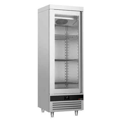 GGM Gastro Commercial Glass Door Upright Fridge Stainless steel PREMIUM - 600L - with 1 glass door
