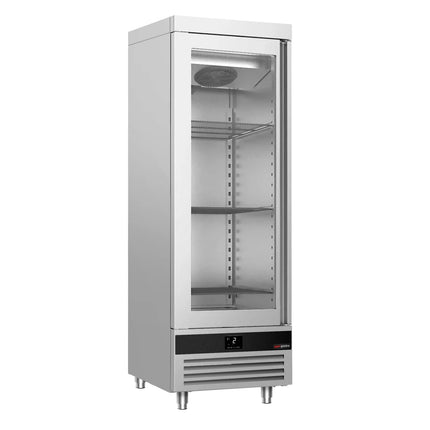 GGM Gastro Commercial Glass Door Upright Fridge Stainless steel PREMIUM - GN 1/1 - 600L - with 1 glass door