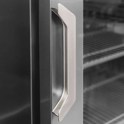 GGM Gastro Commercial Glass Door Upright Fridge Stainless steel PREMIUM PLUS - GN 2/1 - 560L - with 1 glass door