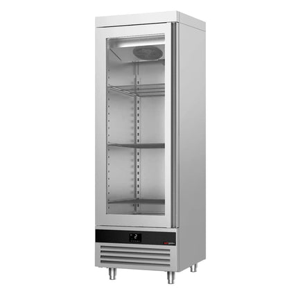 GGM Gastro Commercial Glass Door Upright Fridge Stainless steel PREMIUM - 600L - with 1 glass door