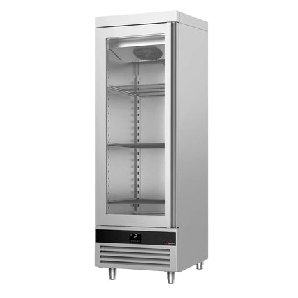 GGM Gastro Commercial Glass Door Upright Fridge Stainless steel PREMIUM - GN 1/1 - 600L - with 1 glass door