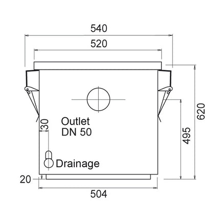 GGM Gastro Commercial Grease Trap - 132L - with solids basket 52L - for up to 200 covers/day - 25L/min