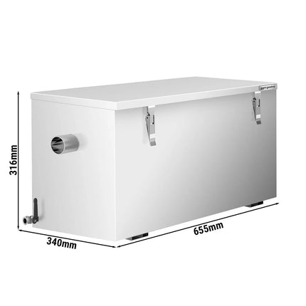 GGM Gastro Commercial Grease Trap - 20L - with sludge basket 10L - for up to 50 covers/day - under-sink - 2.5L/min
