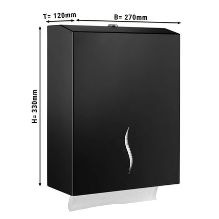 GGM Gastro Commercial Hand Towel Dispenser - holds up to 800 towels - Stainless Steel - Black