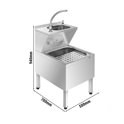 GGM Gastro Commercial Hand wash & mop sink - Stainless steel - with mixer tap (hot & cold) & soap dispenser