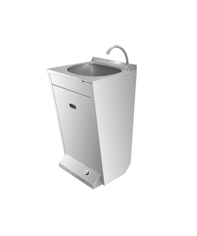 GGM Gastro Commercial Hand Wash Sink - Stainless steel - with foot-operated tap, soap dispenser