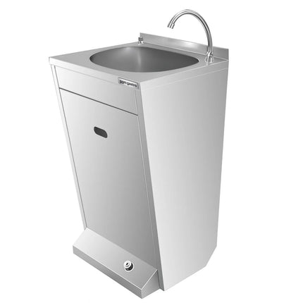 GGM Gastro Commercial Hand Wash Sink - Stainless steel - with foot-operated tap, soap dispenser