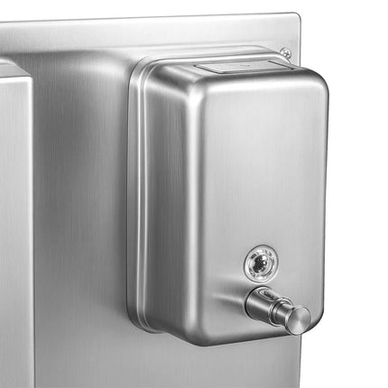 GGM Gastro Commercial Hand Wash Sink - Stainless steel - with foot-operated tap, soap dispenser & paper towel dispenser