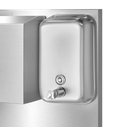 GGM Gastro Commercial Hand Wash Sink - Stainless steel - with foot-operated tap, soap dispenser & paper towel dispenser
