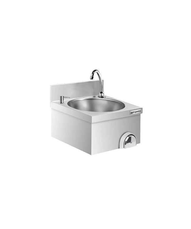 GGM Gastro Commercial Hand Wash Sink - Stainless steel - with knee-operated tap, soap dispenser