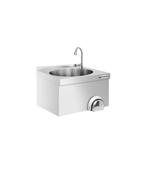 GGM Gastro Commercial Hand Wash Sink - Stainless steel - with knee-operated tap (hot & cold)