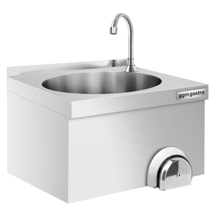 GGM Gastro Commercial Hand Wash Sink - Stainless steel - with knee-operated tap (hot & cold)