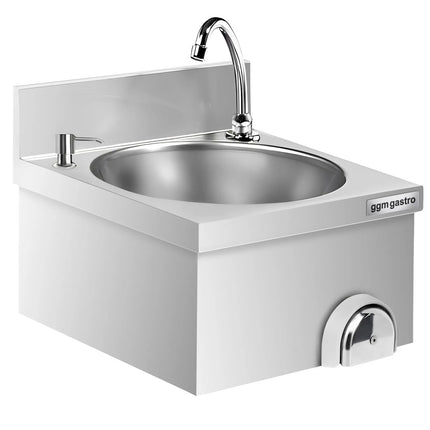 GGM Gastro Commercial Hand Wash Sink - Stainless steel - with knee-operated tap, soap dispenser