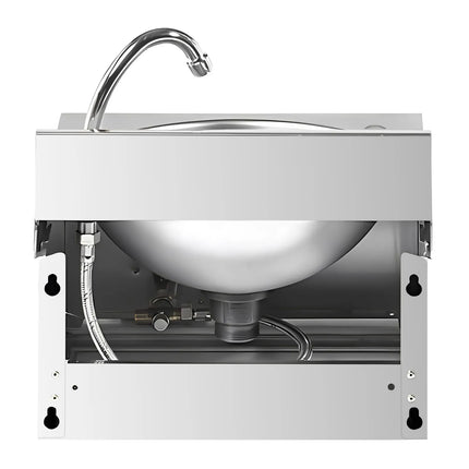 GGM Gastro Commercial Hand Wash Sink - Stainless steel - with knee-operated tap, soap dispenser