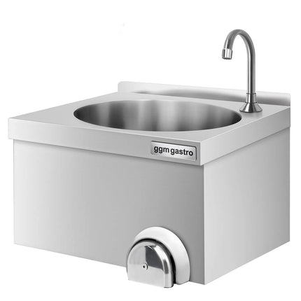 GGM Gastro Commercial Hand Wash Sink - Stainless steel - with knee-operated tap (hot & cold)